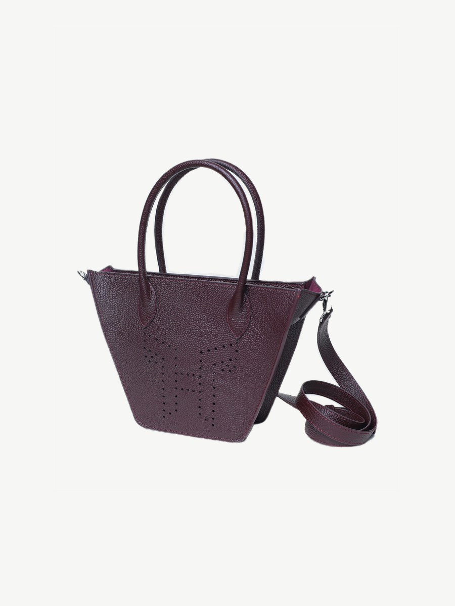 Mr Alber Crane XS Aubergine — handmade leather tote by Ache