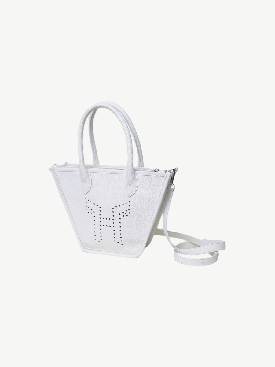 Mr Alber Crane XS White — handmade leather tote by Ache