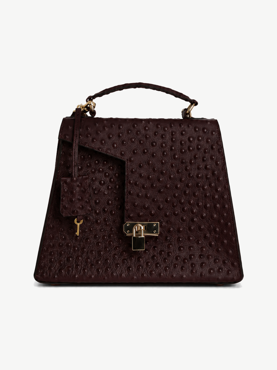 GIA Bordeux Bag — handmade ostrich-embossed leather bag by Ache