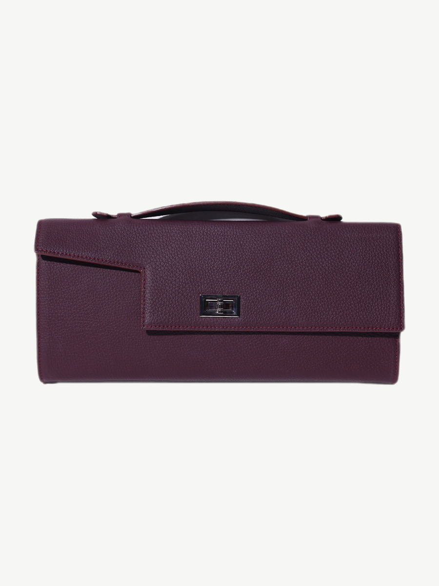 Ache Gia Clutch in Burgundy — handmade leather clutch