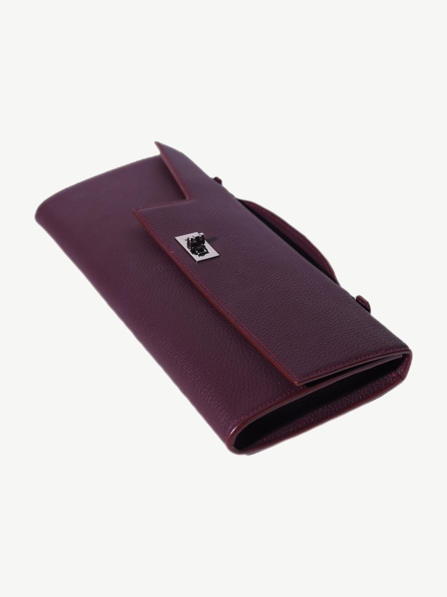 Ache Gia Clutch in Burgundy — handmade leather clutch