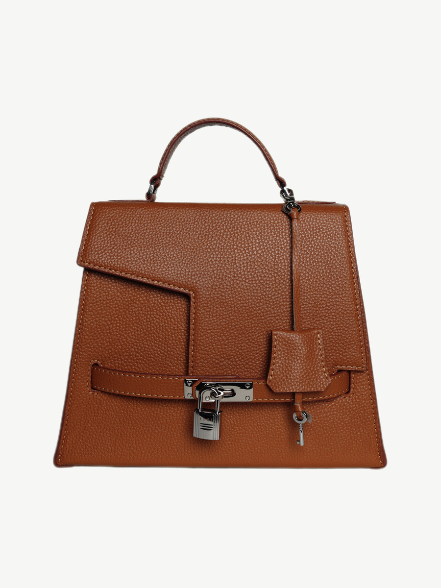 Ache Gia in Cognac — handmade leather top-handle bag