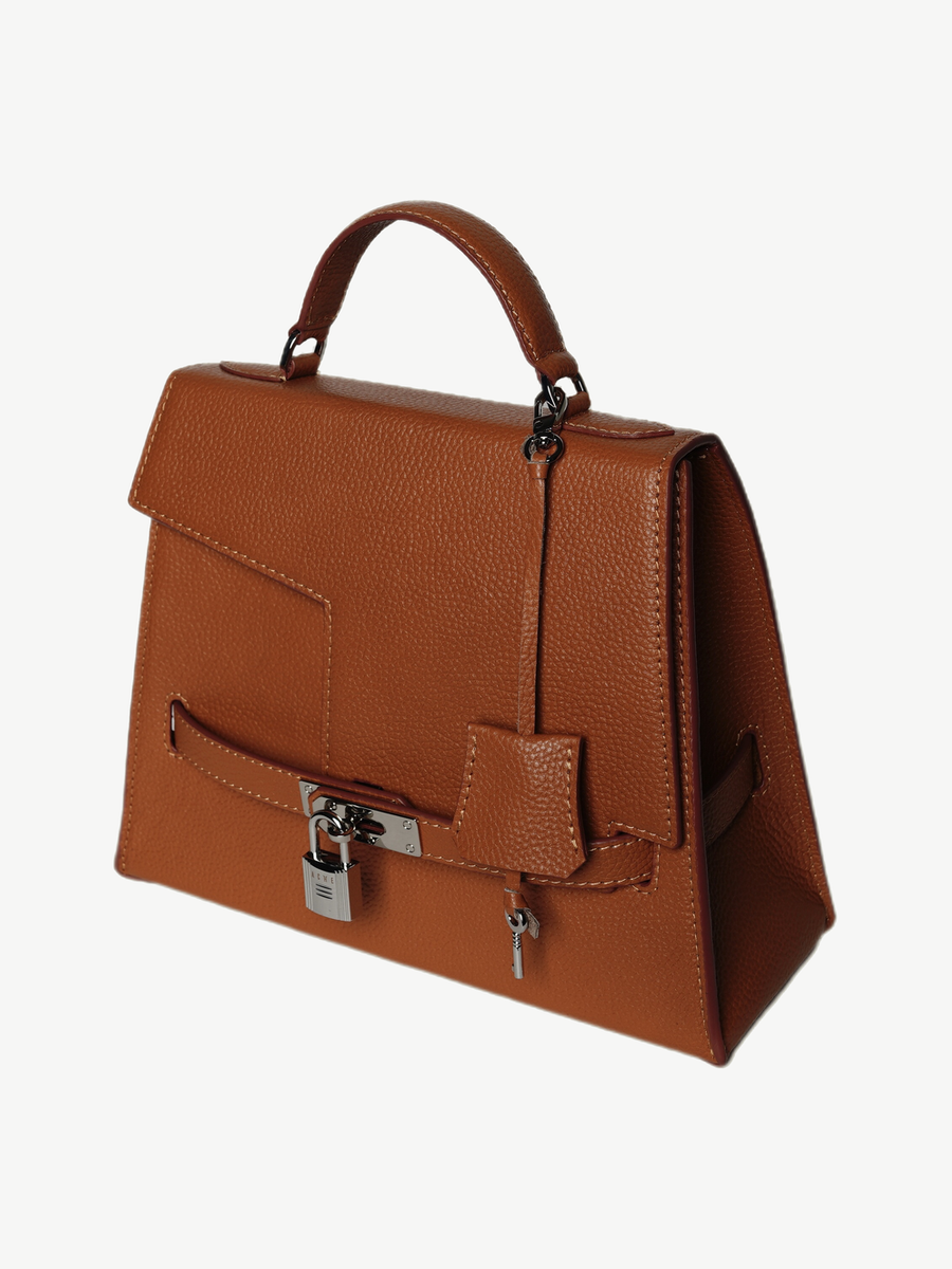 Ache Gia in Cognac — handmade leather top-handle bag