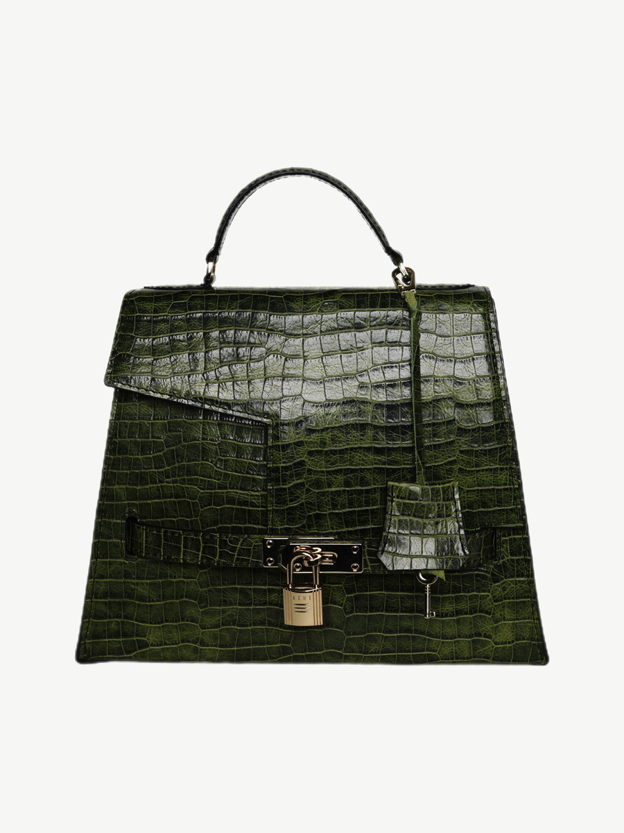 Ache Gia in Green — handmade leather top-handle bag