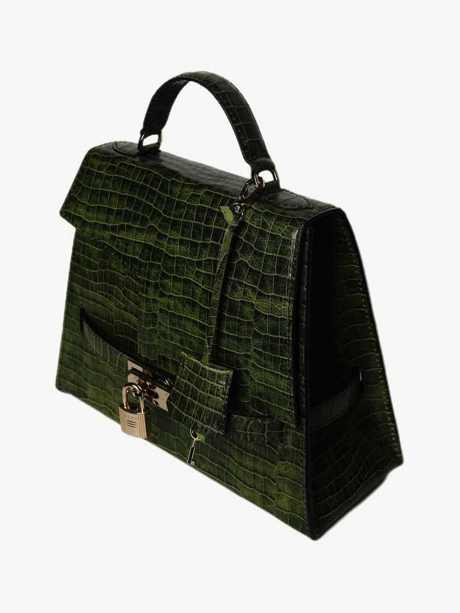 Ache Gia in Green — handmade leather top-handle bag