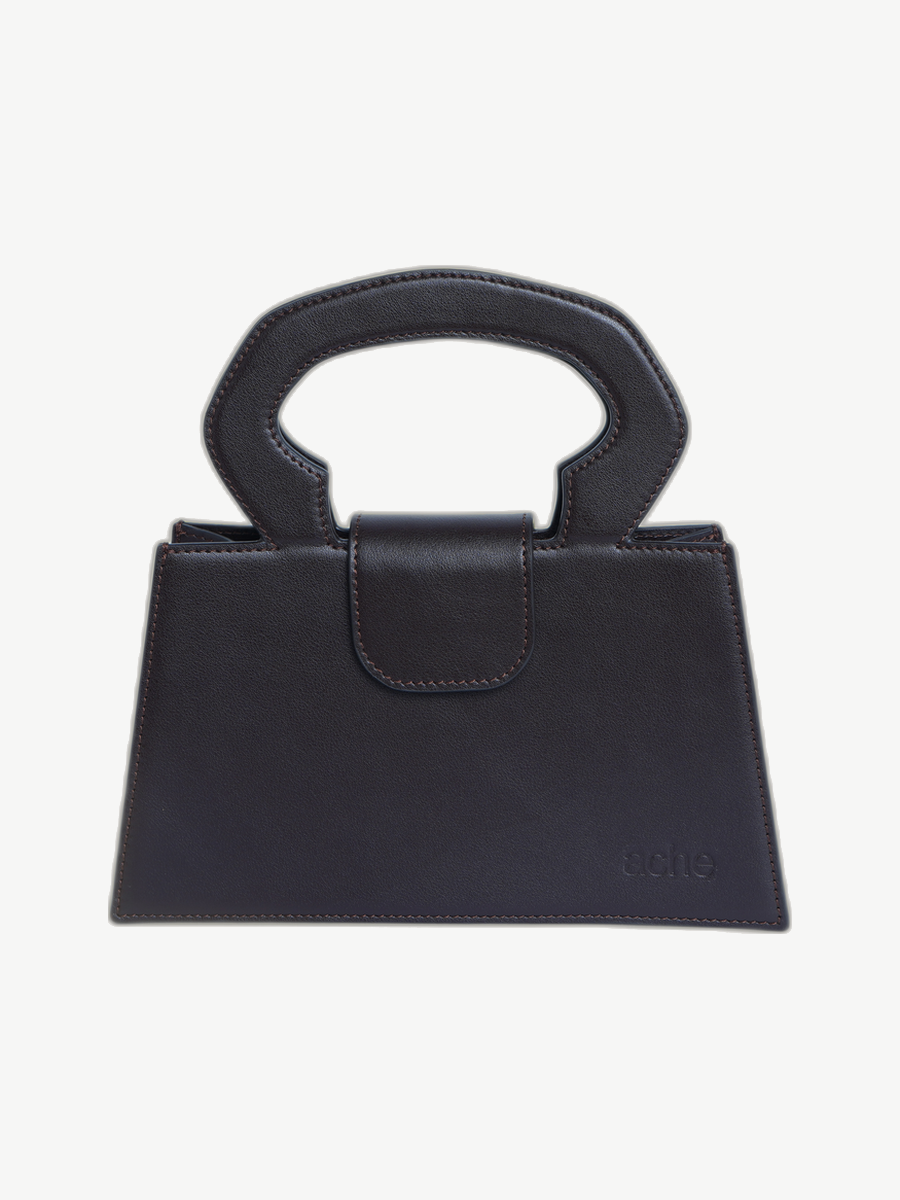 Ache Carrie in Chocolate Brown — handmade leather top-handle bag
