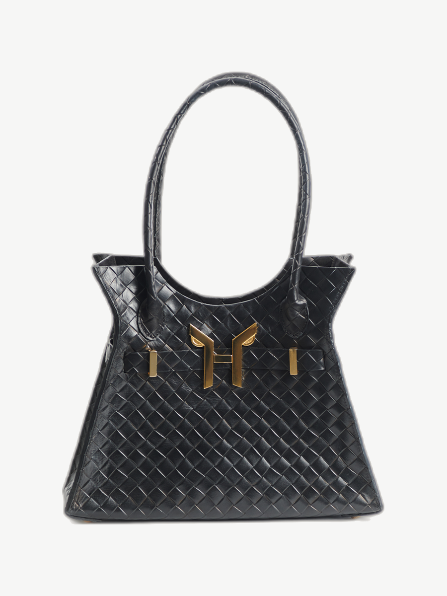 Ache Alma in Black — handmade leather tote