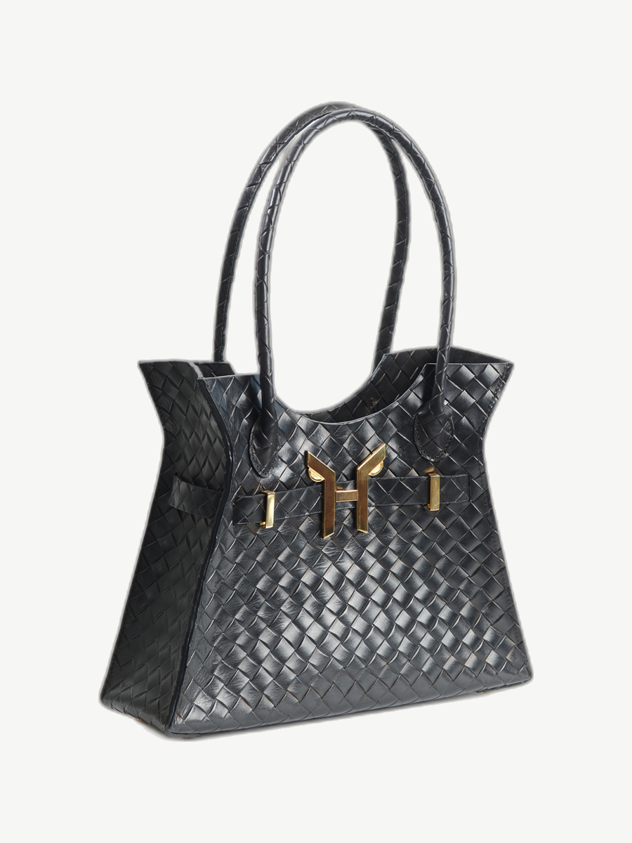 Ache Alma in Black — handmade leather tote