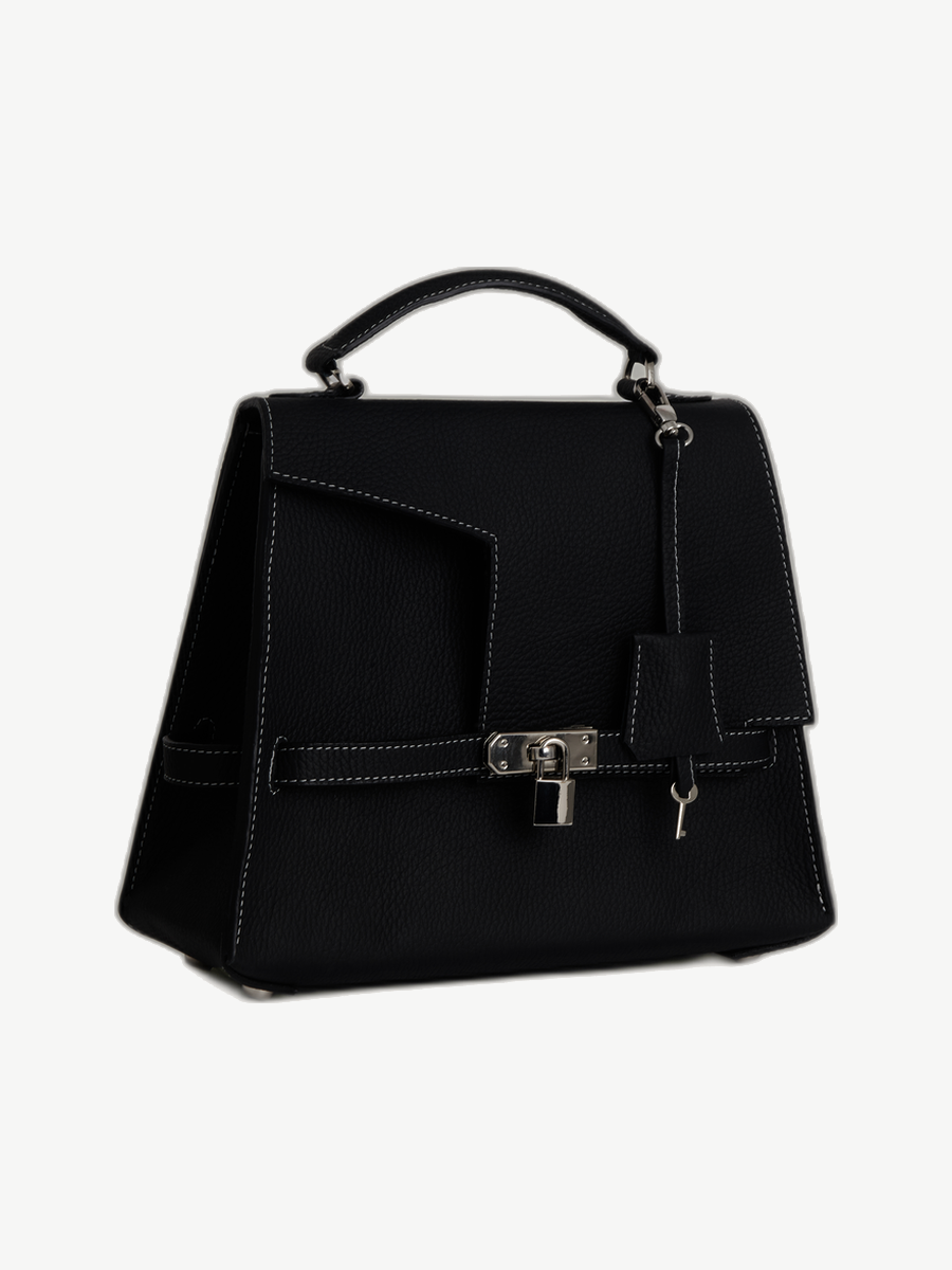 Ache Gia in Black — handmade leather top-handle bag