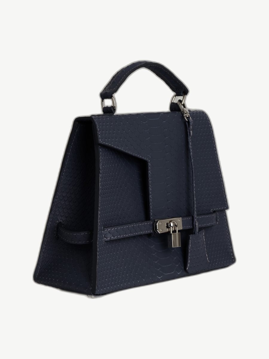 Ache Gia in Dark Blue — handmade leather top-handle bag
