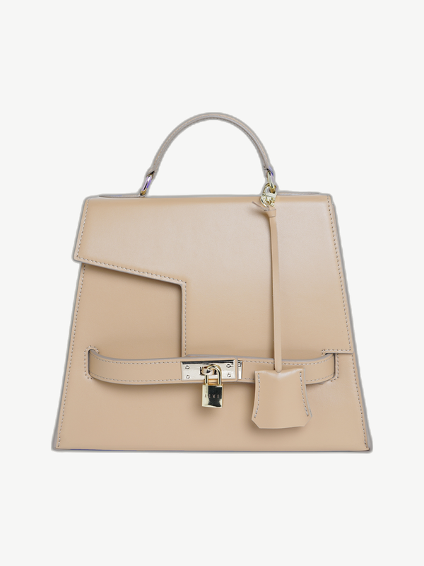 Ache Gia in Buttery Beige — handmade leather top-handle bag