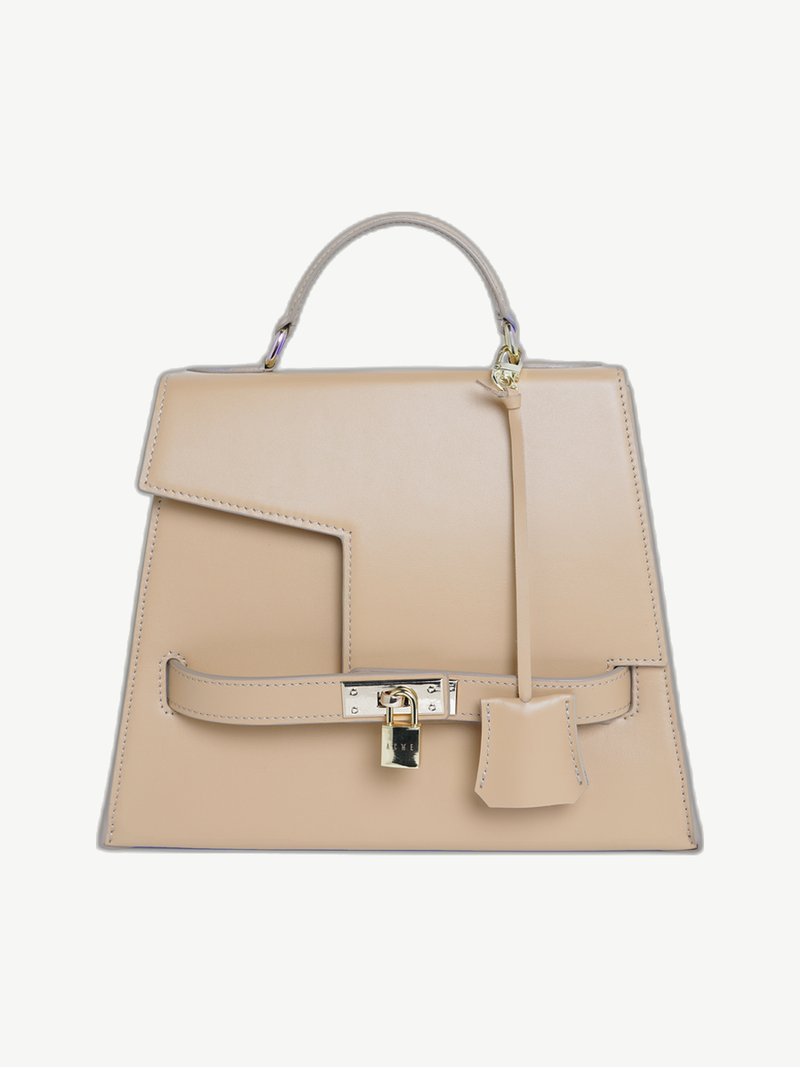 Ache Gia in Buttery Beige — handmade leather top-handle bag
