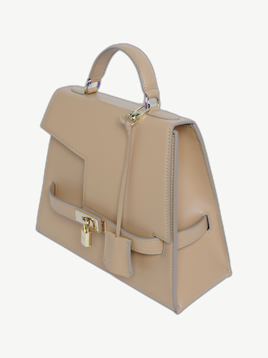 Ache Gia in Buttery Beige — handmade leather top-handle bag