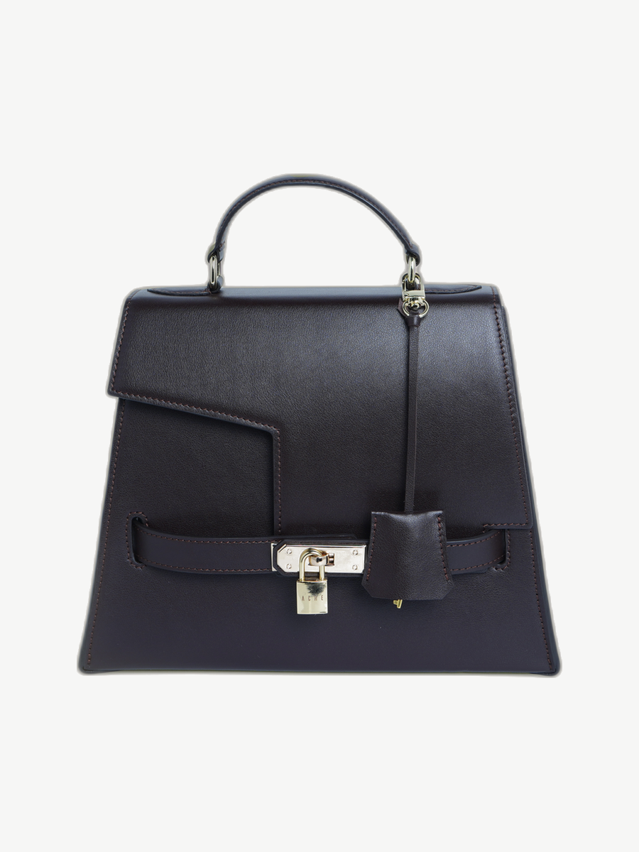 Ache Gia in Chocolate Brown — handmade leather top-handle bag