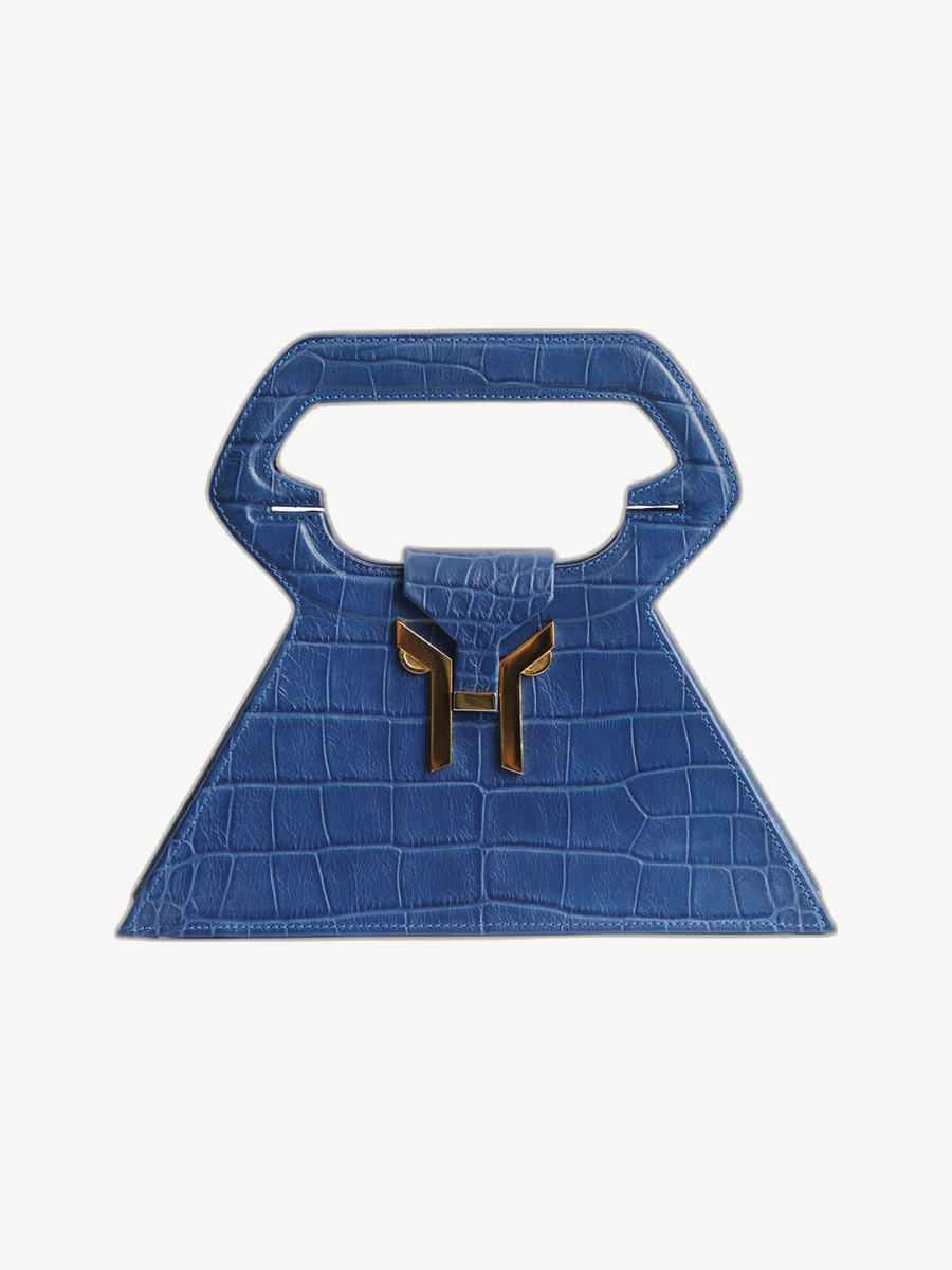 Ache Kristin in Blue — handmade leather top-handle bag