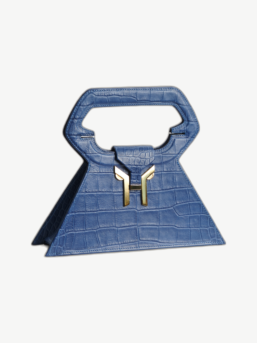 Ache Kristin in Blue — handmade leather top-handle bag