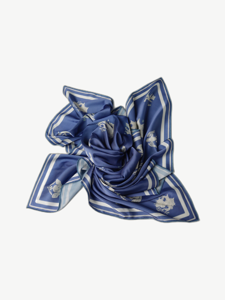 Ache signature print scarf — Cobalt Crest