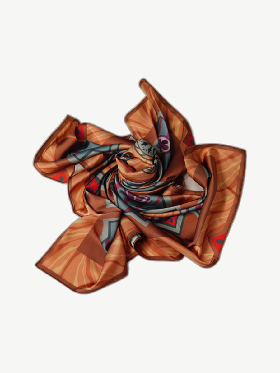 Ache signature print scarf — Terracotta Medallion